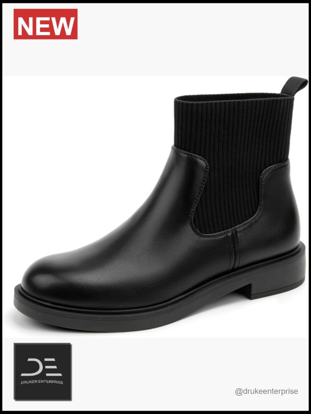 Chelsea Boots Low Heel Slip on Lug Sole Platform Booties Fashion Chunky Elastic